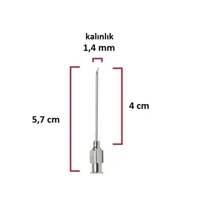 Kruuse Çelik Enjektör İğnesi (17Gx1½) 1.4 mm çap, 4 cm uzunluk