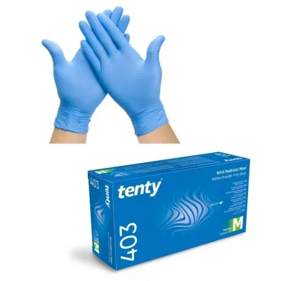 Farm & Veterinary: 403 Nitril Glove Blue Pudrasiz (100 Pcs)