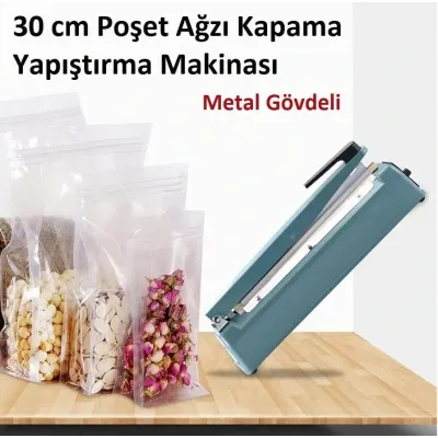 30 cm Poşet Ağzı Kapama Yapıştırma Makinası. Metal Gövdeli Model