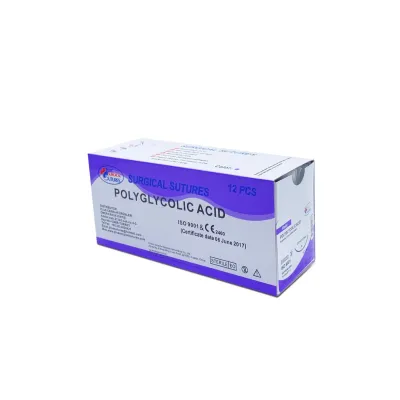 Microsurgical absorbable PGA thread USP 5/0 16 MM sharp 3/8 75 CM tissue closure silk.