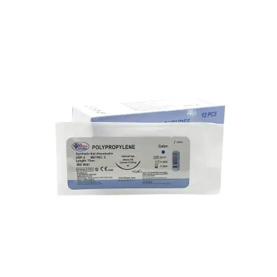 Heyvan sağlamlığı üçün cərrahi udulmayan polipropilen sap USP 3/0 24 mm iti 3/8 75 sm steril tikiş materialı
