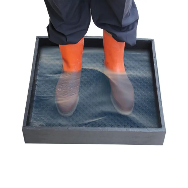 Rubber Boots and Foot Disinfectant Bathing Pool