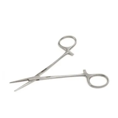 Stainless steel Halsted Mosquito pliers, 12.5 cm, 4.9 inch flat small clamp.