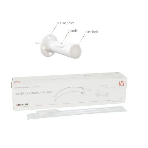 Buster Sterile Cat Urinary Catheter 1.3x130 mm with Chuck (Pack of 12)