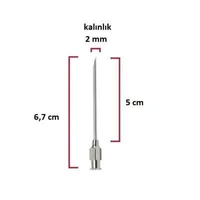 Steel syringe needle 14Gx2 2 mm diameter 5 cm length reusable veterinary needle