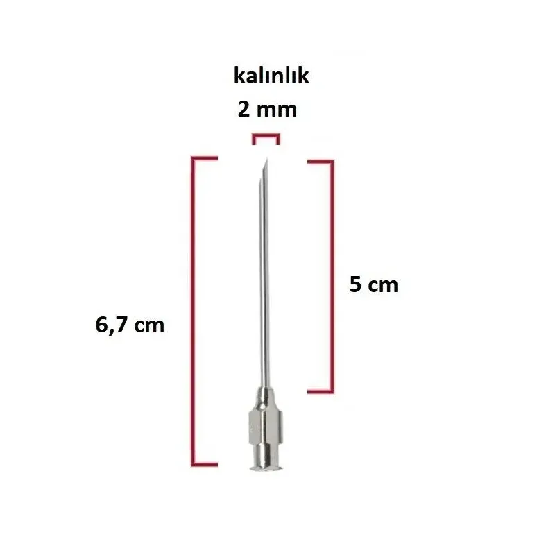 Polad Şpris İynəsi (14Gx2) 2 mm diametr 5 sm uzunluqda