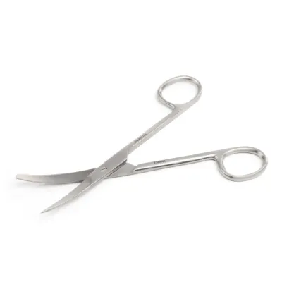 Clinical type Grazil dissection scissors, 14 cm, 5.5", blunt, pointed, curved, thin-tipped surgical hand instrument.