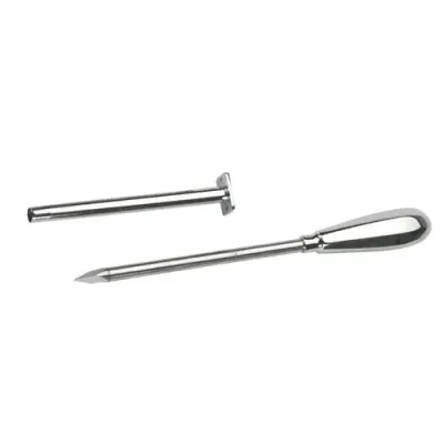 Trocar 9 cm chrome-plated metal handle veterinary surgical instrument for releasing gas from the rumen of cattle.
