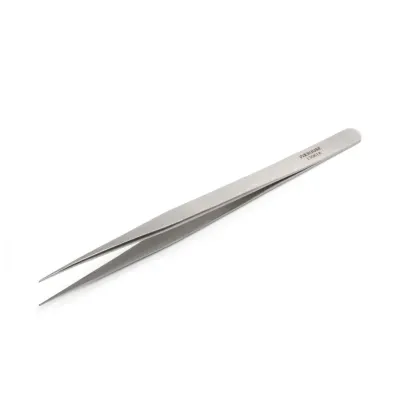 Stainless steel tissue forceps, pointed, 12.5 cm, 4.9 1x2 toothed surgical instrument.