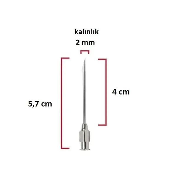 Steel Syringe Needle (14Gx1½) 2 mm diameter, 4 cm length