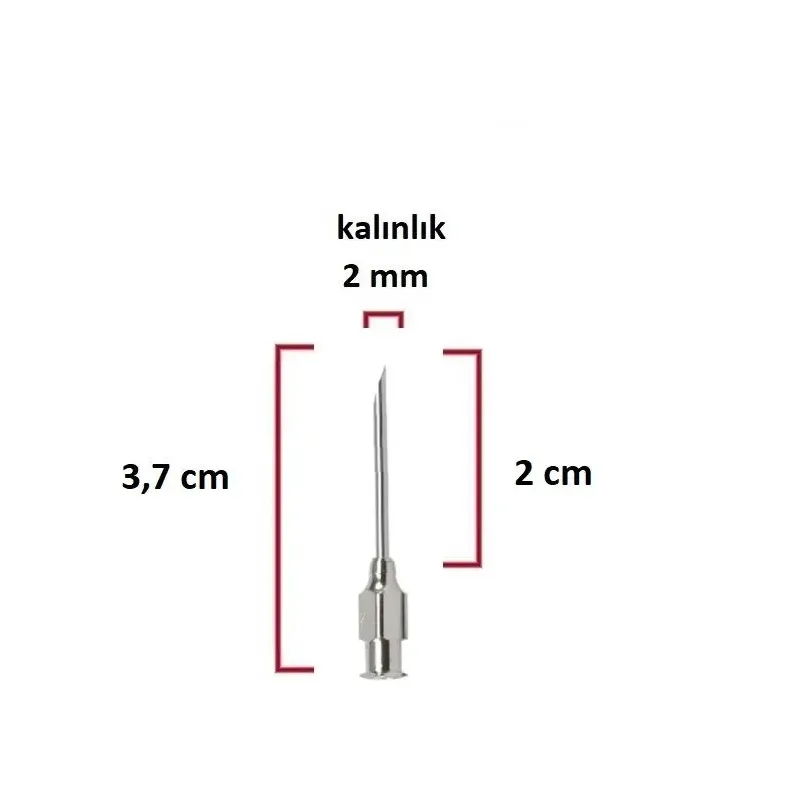 Çelik Enjektör İğnesi (14Gx3/4) 2 mm çap, 2 cm uzunluk
