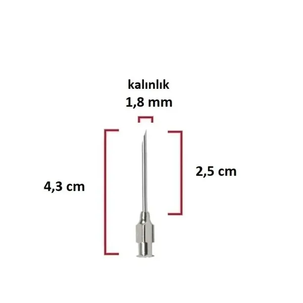 Steel Syringe Needle (15g x 1) 1.8 mm diameter, 2.5 cm length