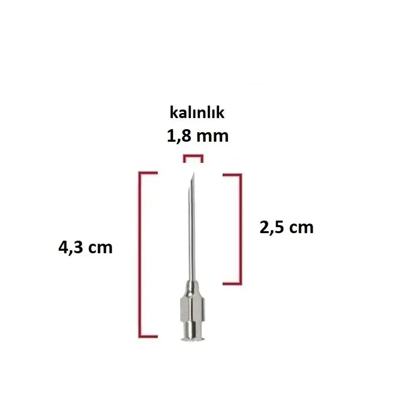 Stahlspritznadel (15 g x 1), 18 mm Durchmesser, 25 cm Länge