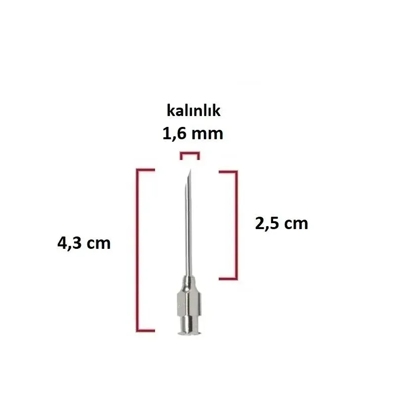 Polad Şpris İynəsi (16Gx1) 1.6 mm diametrli 2.5 sm uzunluqlu