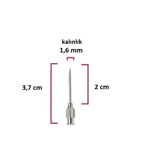 Polad Şpris İynəsi (16Gx3/4) 1.6 mm diametrdə, 2 sm uzunluqda