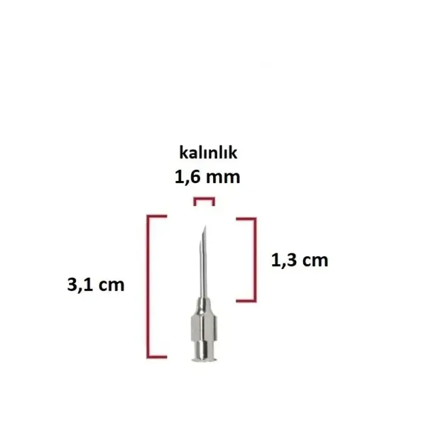 Çelik Enjektör İğnesi (16Gx1/2) 1.6 mm çap, 1.3 cm uzunluk