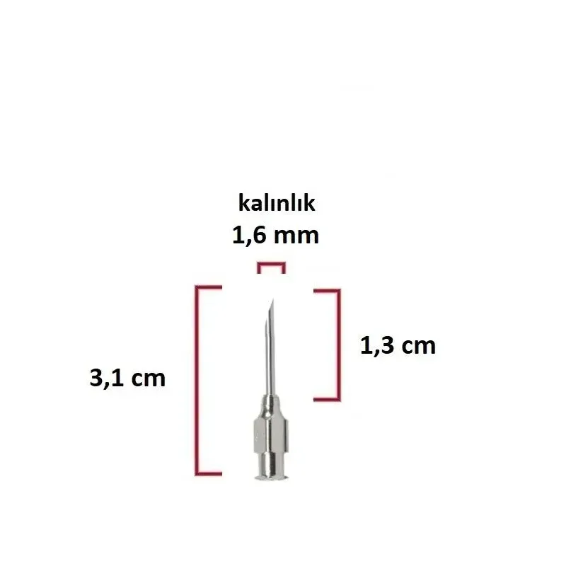 Polad Şpris İynəsi (16Gx1/2") 1.6 mm diametrli 1.3 sm uzunluqlu