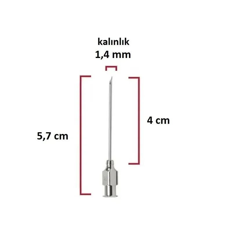 Çelik Enjektör İğnesi (17Gx1½) 1.4 mm çap, 4 cm uzunluk