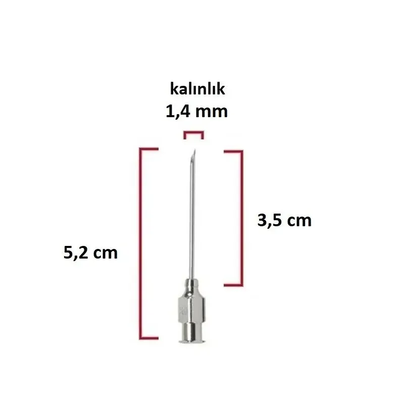 Polad Şpris İynəsi (17Gx1⅜) 1.4 mm diametrli 3.5 sm uzunluqlu
