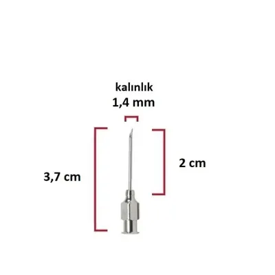 Polad şpris iynəsi 17Gx3/4 1.4 mm diametrli, 2 sm uzunluğunda təkrar istifadə edilə bilən baytarlıq iynəsi