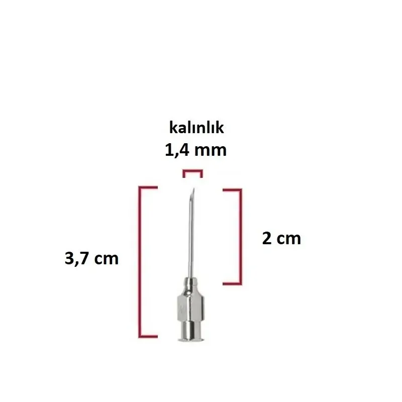 Çelik Enjektör İğnesi (17Gx3/4) 1.4 mm çap, 2 cm uzunluk