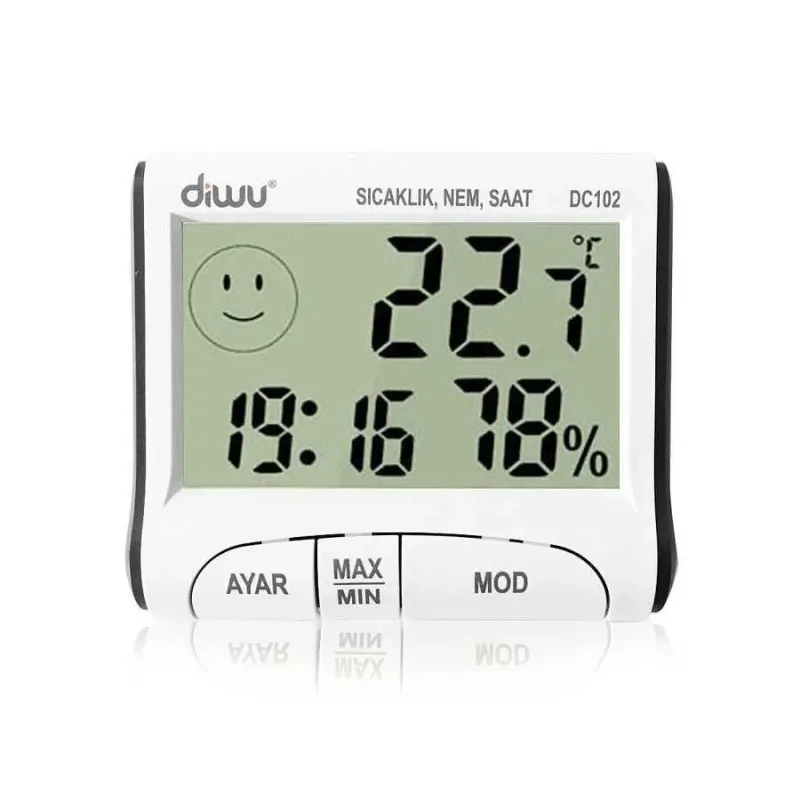 Saatlı DC102 Termometr-Hiqrometr (Rütubət və Temperatur Ölçən)