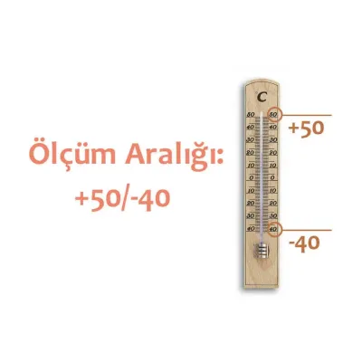 TFA Tahta Duvar Termometresi | +50/-40°C Ölçüm, Gürgen Agaci