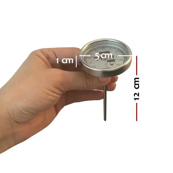 Paslanmayan poladdan hazırlanmış mexaniki mil ilə qida termometri.