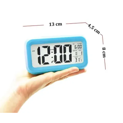 Masaüstü Saat Takvim Termometre Mavi | Alarm & Termometre Fonksiyonlu