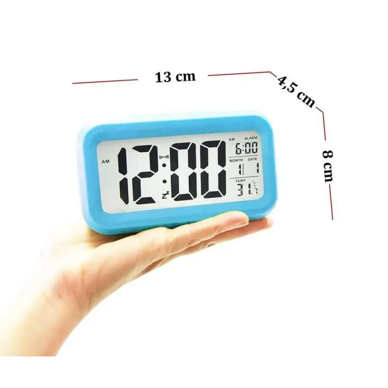 Tischuhr, Kalender, Thermometer, Blau