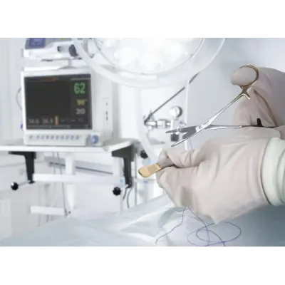 Using durable surgical equipment with a TC-tipped needle holder.