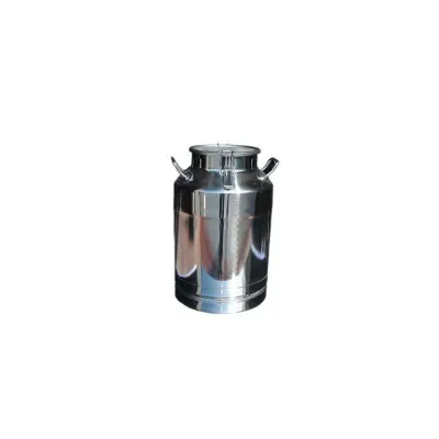 20-liter capacity stainless steel milk churn with locking lid.