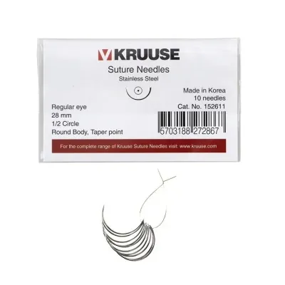 KRUUSE Sütür İğnesi Regular Eye 1/2 Yuvarlak 28 mm 10/pk | Modernciftlik