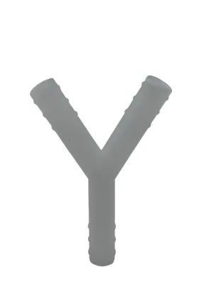 Transparent Y-tube air fork farm milking system connection adapter.