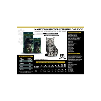 INSPECTOR STERILISED KISIR KEDİ MAMASI 15 kg Hypoallergenic Kedi Mamaları MAMATOR satın al