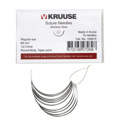 KRUUSE Sütür İğnesi Regular Eye 1/2 Yuvarlak 38 mm 10/pk | Modernciftlik