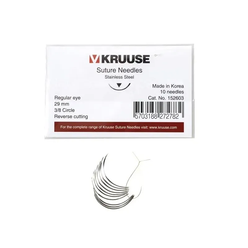 Nahtnadeln, regulär, Auge, 3/8 Zoll, scharf, 29 mm, 10 Stück/Packung