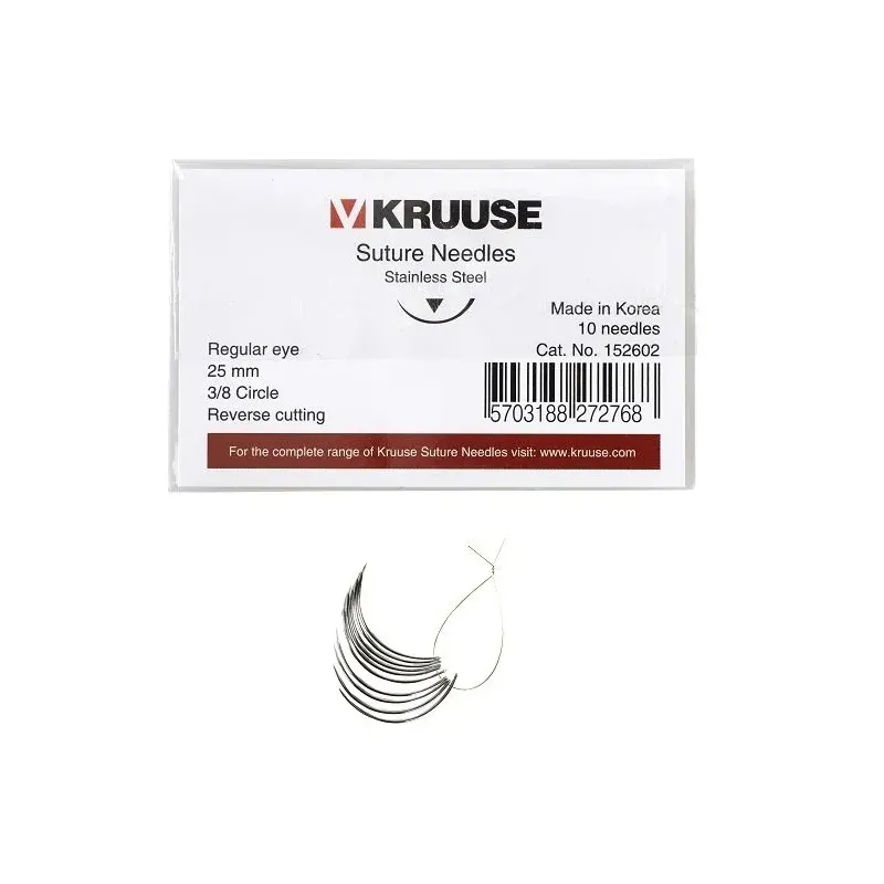 Nahtnadeln, regulär, Auge 3/8, scharf, 25 mm, 10 Stück/Packung