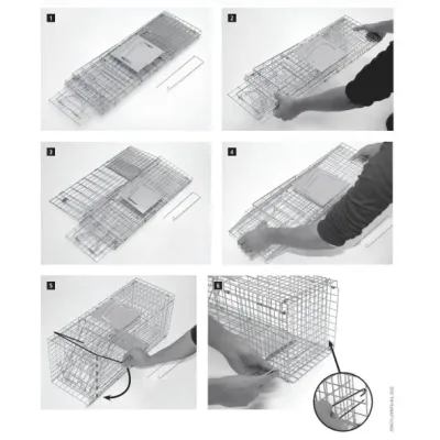 Animal capture trap with stainless steel secure capture mechanism.