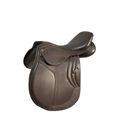 Dark brown leather saddle, durable brown riding saddle
