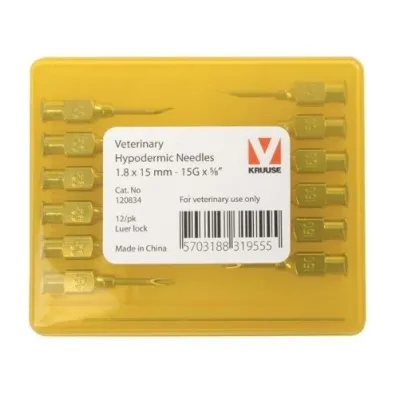 Syringe Needle (15Gx5/8) 1.8 x 15 mm (12 Pieces)