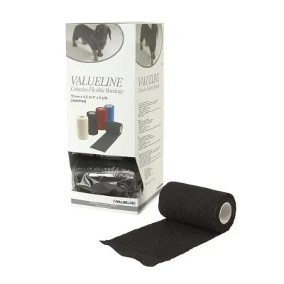 Valueline Flexible Bandage, Black, 10 cm x 4.5 meters (Pack of 10)