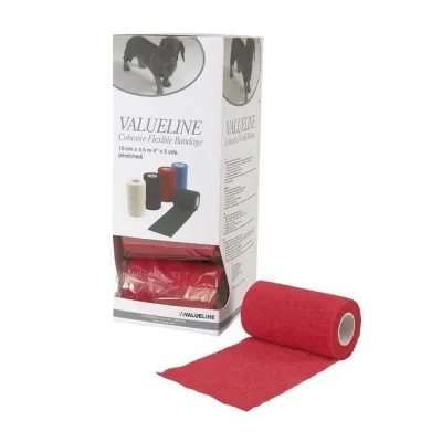 Valueline Flexible Bandage, Red, 10 cm x 4.5 meters (Pack of 10)