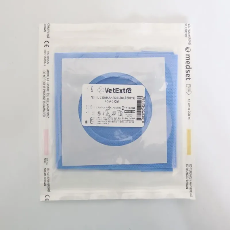 Sterile, perforierte OP-Abdeckmatte für den Halsbereich 40 x 40 cm (35 g SMS-Gewebe, Lochdurchmesser 6 cm)