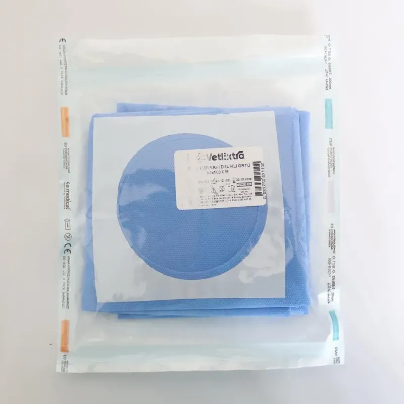Steril Cərrahi Perforasiyalı Servikal Drap 90*100 CM (35 QR SMS Parça Dəlik Diametri 9 CM)