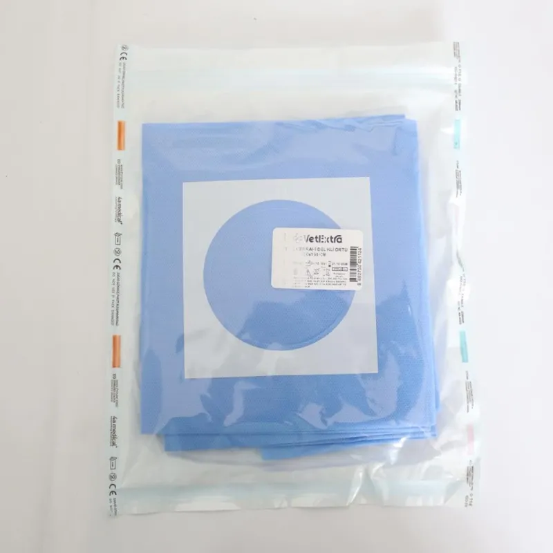 Sterile Surgical Perforated Cervical Drape 120*150 CM (35 GR SMS Fabric, Hole Diameter 9 CM)