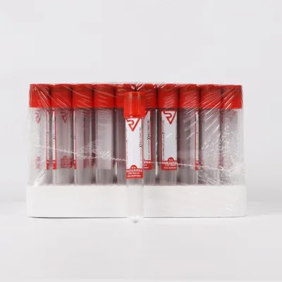 Vacuum-sealed blood collection tube with clot Activator, red cap, 9 ml, 100-pack.