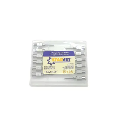 15 x 16 mm ölçülerinde 12 adet paslanmaz veteriner enjektör iğnesi