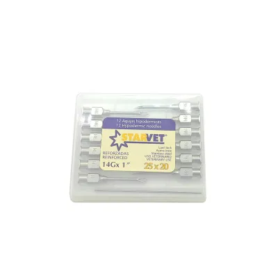 25 x 20 mm ölçülerinde 12 adet paslanmaz veteriner enjektör iğnesi