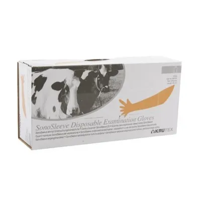 Long-sleeved gloves that allow veterinarians to perform rectal examinations safely and hygienically during veterinary checkups.